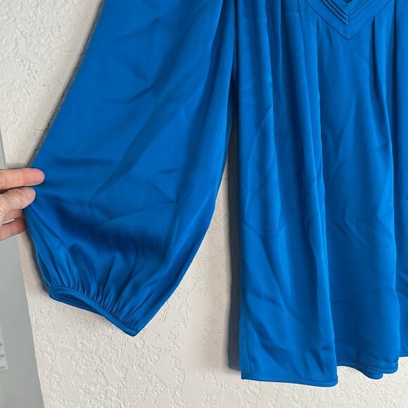 Diane Von Furstenberg Cahil Blouse Silk Blue DVF Minimalist Preppy Summer Office - Picture 4 of 10